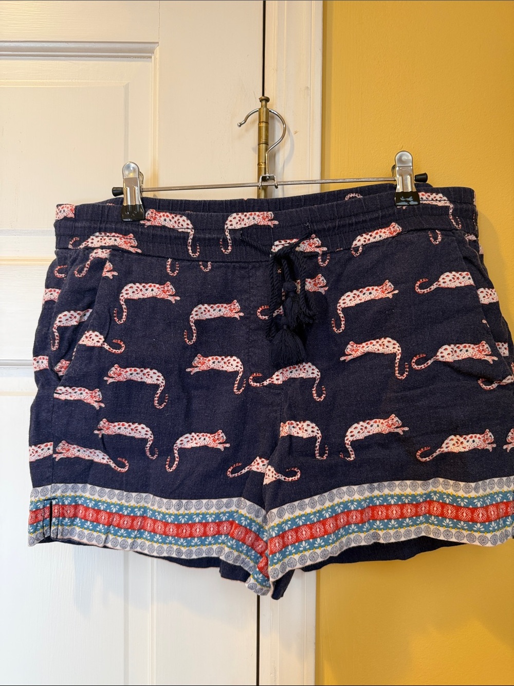 Loft Navy Leopard Print Drawstring Women’s Shorts, medium